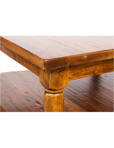 Tavolino da fumo  Country in legno massello di tiglio finitura noce 90x90x45 cm Tavolino da fumo  Country in legno massello di tiglio finitura noce 90x90x45 cm