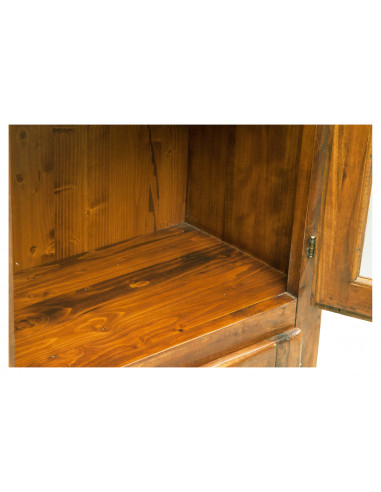 Vetrina Country in legno massello di tiglio finitura noce 120x37x197 cm Vetrina Country in legno massello di tiglio finitura noce 120x37x197 cm