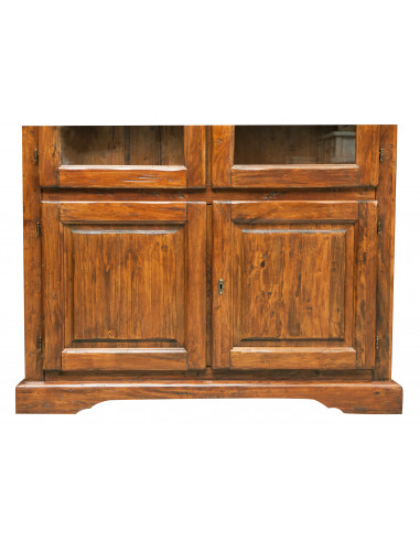 Vetrina Country in legno massello di tiglio finitura noce 120x37x197 cm Vetrina Country in legno massello di tiglio finitura noce 120x37x197 cm