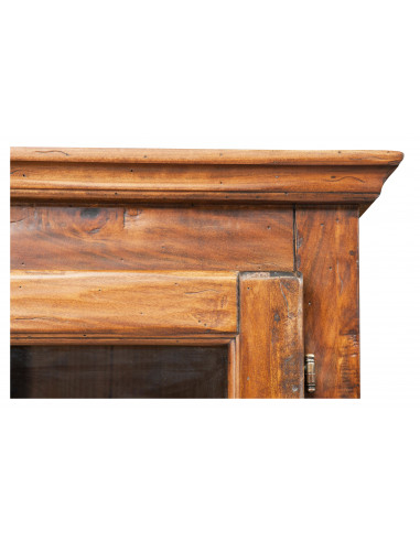 Vetrina Country in legno massello di tiglio finitura noce 120x37x197 cm Vetrina Country in legno massello di tiglio finitura noce 120x37x197 cm