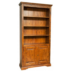 Libreria in legno massello di tiglio finitura noce 108x38x211 cm