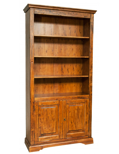 Libreria in legno massello di tiglio finitura noce 108x38x211 cm