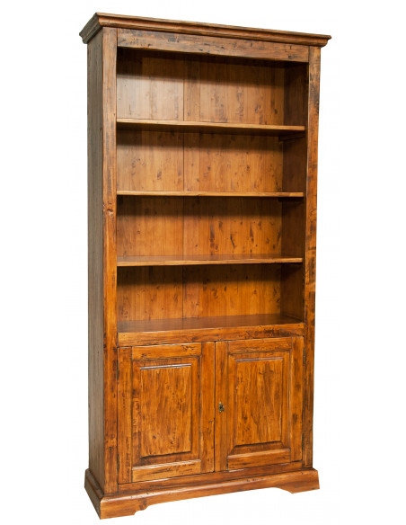 Libreria in legno massello di tiglio finitura noce 108x38x211 cm