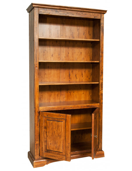 Libreria in legno massello di tiglio finitura noce 108x38x211 cm