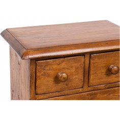 Comodino Country in legno massello di tiglio  finitura noce 51x30x74 cm 2