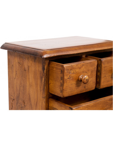 Comodino Country in legno massello di tiglio  finitura noce 51x30x74 cm Comodino Country in legno massello di tiglio  finitura noce 51x30x74 cm