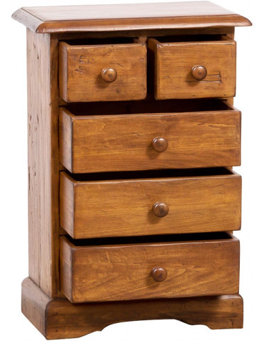 Comodino Country in legno massello di tiglio  finitura noce 51x30x74 cm Comodino Country in legno massello di tiglio  finitura noce 51x30x74 cm