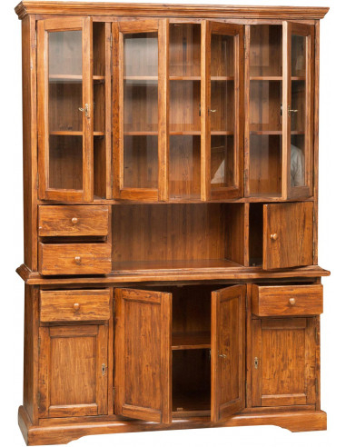 Vitrina country em madeira maciça de limão, acabamento em nogueira 156x50x200 cm Vitrina country em madeira maciça de limão, acabamento em nogueira 156x50x200 cm