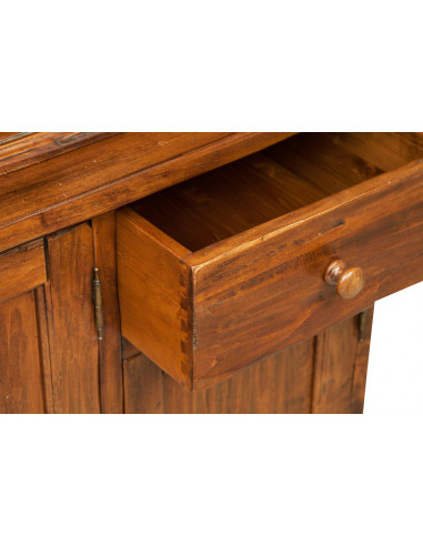 Vetrina Country in legno massello di tiglio finitura noce 156x50x200 cm Vetrina Country in legno massello di tiglio finitura noce 156x50x200 cm