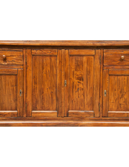 Vetrina Country in legno massello di tiglio finitura noce 156x50x200 cm