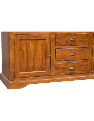 Libreria  Country in legno massello di tiglio finitura noce 230x50x226 cm Libreria  Country in legno massello di tiglio finitura noce 230x50x226 cm