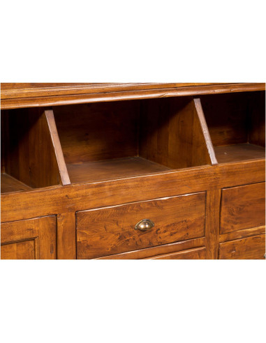 Libreria  Country in legno massello di tiglio finitura noce 230x50x226 cm Libreria  Country in legno massello di tiglio finitura noce 230x50x226 cm