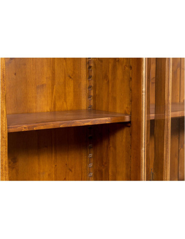 Libreria  Country in legno massello di tiglio finitura noce 230x50x226 cm Libreria  Country in legno massello di tiglio finitura noce 230x50x226 cm