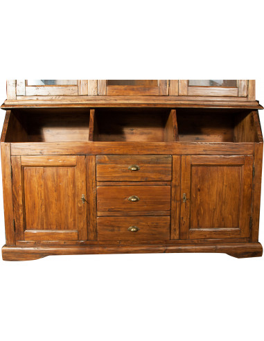 Libreria  Country in legno massello di tiglio finitura noce 172x50x226 cm Libreria  Country in legno massello di tiglio finitura noce 172x50x226 cm