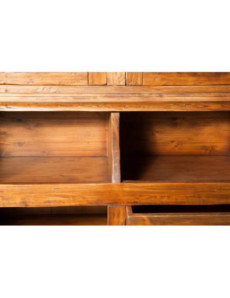 Libreria  Country in legno massello di tiglio finitura noce 172x50x226 cm