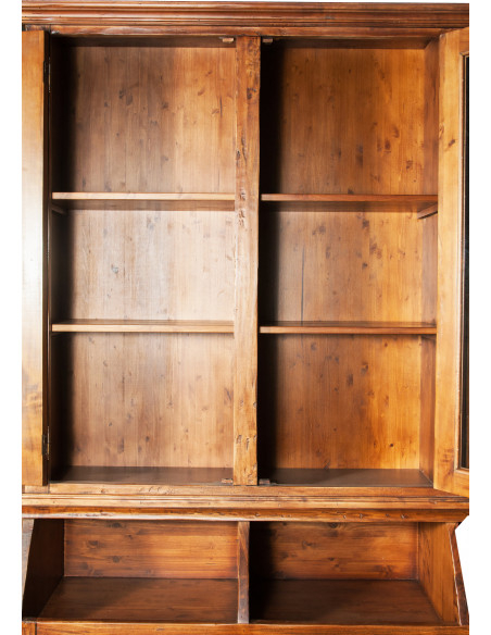 Libreria  Country in legno massello di tiglio finitura noce 172x50x226 cm