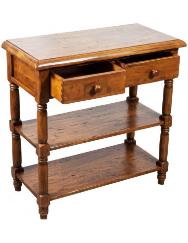 Mesa de centro country em madeira maciça de limão, acabamento em nogueira 80x38x80 cm Mesa de centro country em madeira maciça de limão, acabamento em nogueira 80x38x80 cm