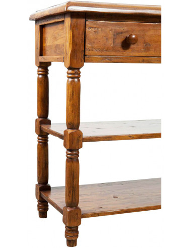 Tavolino Country in legno massello di tiglio finitura noce 80x38x80 cm Tavolino Country in legno massello di tiglio finitura noce 80x38x80 cm