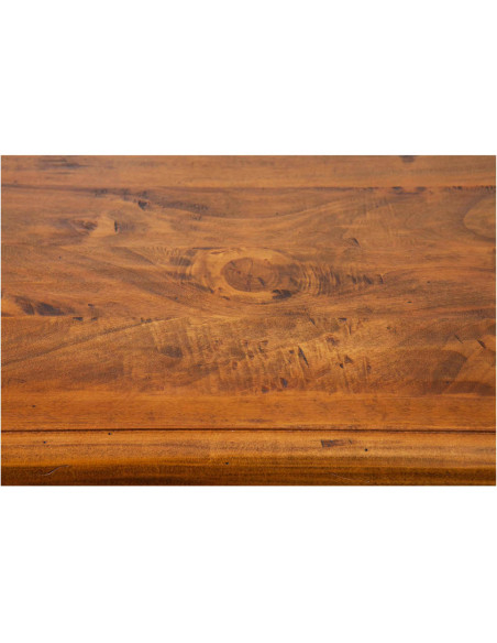Mesa de centro country em madeira maciça de limão, acabamento em nogueira 80x38x80 cm