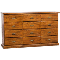 Cômoda country em madeira maciça de limão, acabamento em nogueira 170x40x100 cm