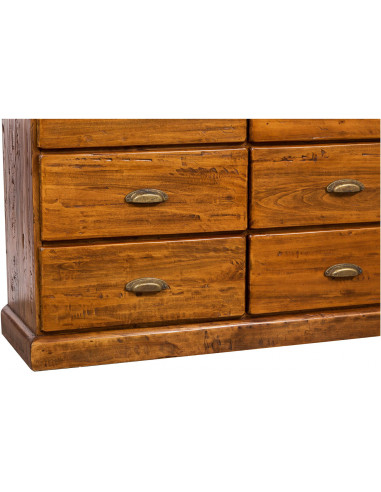 Cassettiera Country in legno massello di tiglio finitura noce 170x40x100 cm Cassettiera Country in legno massello di tiglio finitura noce 170x40x100 cm