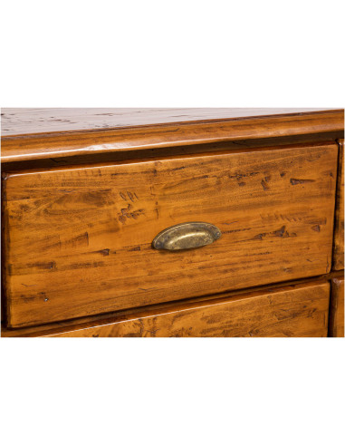 Cassettiera Country in legno massello di tiglio finitura noce 170x40x100 cm Cassettiera Country in legno massello di tiglio finitura noce 170x40x100 cm