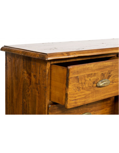 Cassettiera Country in legno massello di tiglio finitura noce 170x40x100 cm Cassettiera Country in legno massello di tiglio finitura noce 170x40x100 cm