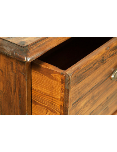 Cassettiera Country in legno massello di tiglio finitura noce 116x41x100 cm Cassettiera Country in legno massello di tiglio finitura noce 116x41x100 cm