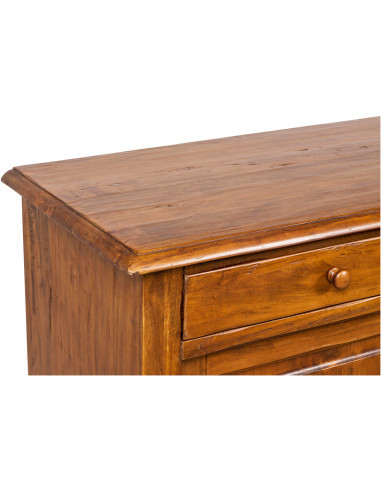 Credenza Country in legno massello di tiglio finitura noce 197x50x91 cm Credenza Country in legno massello di tiglio finitura noce 197x50x91 cm