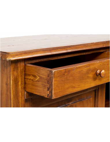 Credenza Country in legno massello di tiglio finitura noce 197x50x91 cm Credenza Country in legno massello di tiglio finitura noce 197x50x91 cm