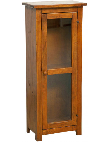 Vetrinetta Country in legno massello di tiglio finitura noce  40x25x98 cm