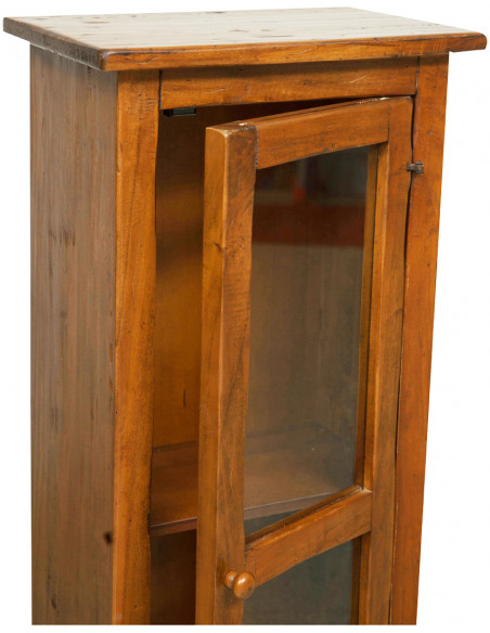 Vetrinetta Country in legno massello di tiglio finitura noce  40x25x98 cm