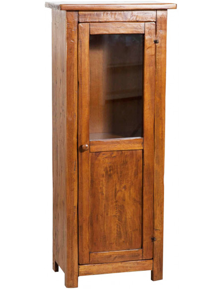 Vetrinetta Country in legno massello di tiglio finitura noce  40x25x98 cm