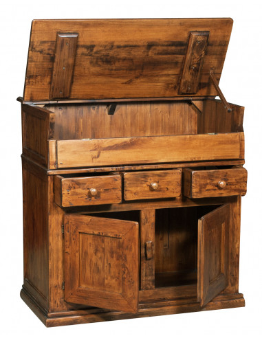 Madia in legno massello di tiglio finitura noce 100x55x101 cm Madia in legno massello di tiglio finitura noce 100x55x101 cm