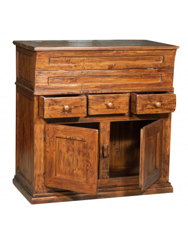 Madia in legno massello di tiglio finitura noce 100x55x101 cm Madia in legno massello di tiglio finitura noce 100x55x101 cm