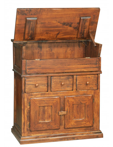 Madia in legno massello di tiglio finitura noce 81x45x92 cm Madia in legno massello di tiglio finitura noce 81x45x92 cm