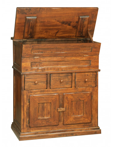 Madia in legno massello di tiglio finitura noce 81x45x92 cm Madia in legno massello di tiglio finitura noce 81x45x92 cm