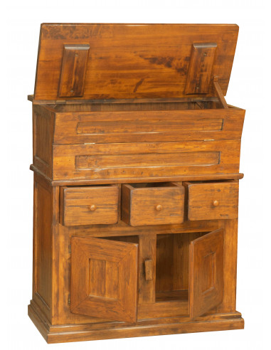 Madia in legno massello di tiglio finitura noce 81x45x92 cm Madia in legno massello di tiglio finitura noce 81x45x92 cm