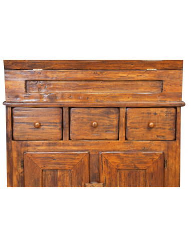 Madia in legno massello di tiglio finitura noce 81x45x92 cm Madia in legno massello di tiglio finitura noce 81x45x92 cm