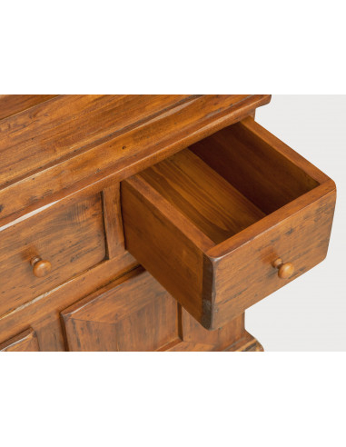 Madia in legno massello di tiglio finitura noce 81x45x92 cm Madia in legno massello di tiglio finitura noce 81x45x92 cm