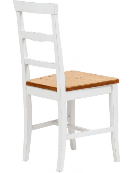 Sedia Country con struttura in faggio finitura bianca e seduta in legno massello di tiglio finitura noce L45xPR43xH92 cm