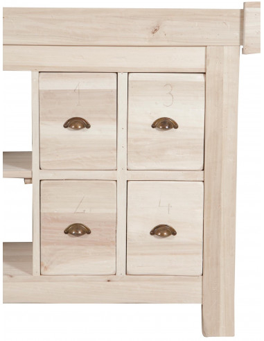 Detalhe da bancada com gavetas Detalhe da bancada com gavetas