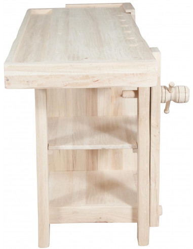 Banco da lavoro Country in legno massello di tiglio grezzo L188xPR78xH92 cm Banco da lavoro Country in legno massello di tiglio grezzo L188xPR78xH92 cm
