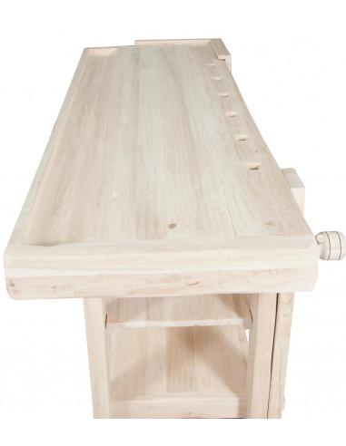 Banco da lavoro Country in legno massello di tiglio grezzo L188xPR78xH92 cm Banco da lavoro Country in legno massello di tiglio grezzo L188xPR78xH92 cm