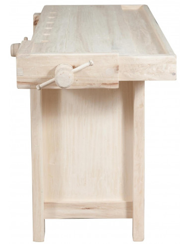 Banco da lavoro Country in legno massello di tiglio grezzo L188xPR78xH92 cm Banco da lavoro Country in legno massello di tiglio grezzo L188xPR78xH92 cm