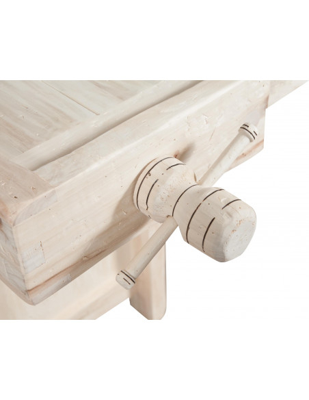 Banco da lavoro Country in legno massello di tiglio grezzo L188xPR78xH92 cm