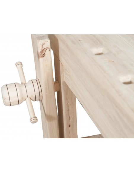 Banco da lavoro Country in legno massello di tiglio grezzo L188xPR78xH92 cm