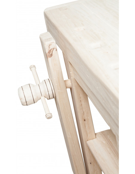 Banco da lavoro Country in legno massello di tiglio grezzo L188xPR78xH92 cm