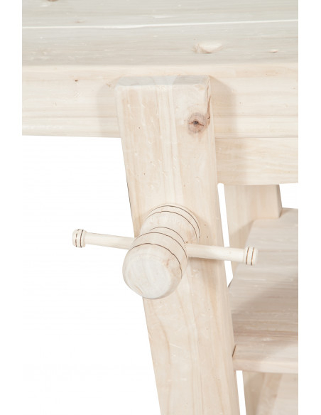 Banco da lavoro Country in legno massello di tiglio grezzo L188xPR78xH92 cm