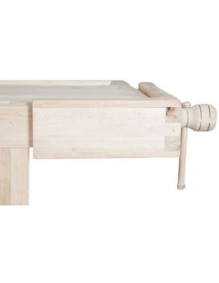 Banco da lavoro Country in legno massello di tiglio grezzo L188xPR78xH92 cm